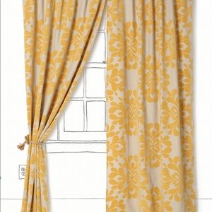 LIKE NEW! Anthropologie Coqo Curtains in Yellow.